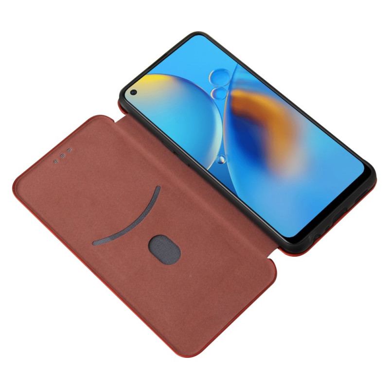 Capa De Celular Para Oppo A74 4G Flip Fibra De Carbono