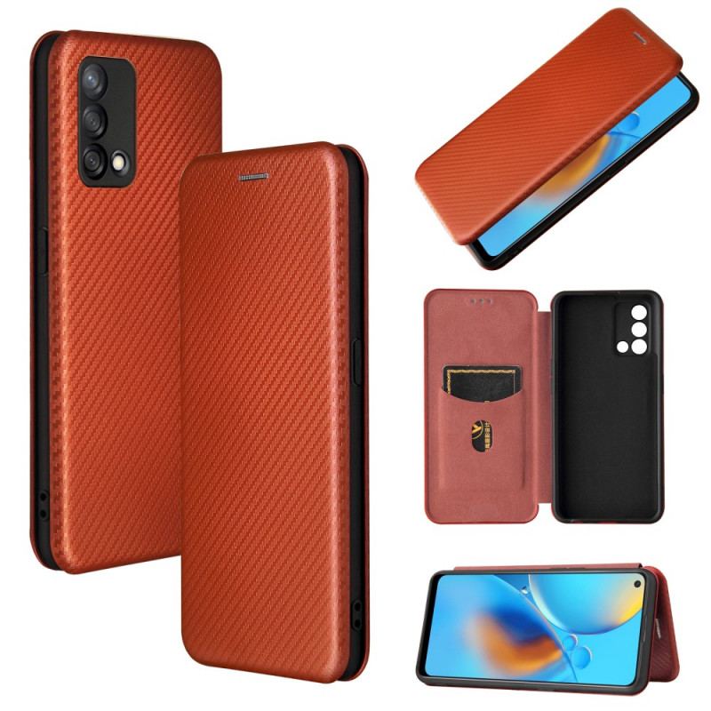 Capa De Celular Para Oppo A74 4G Flip Fibra De Carbono