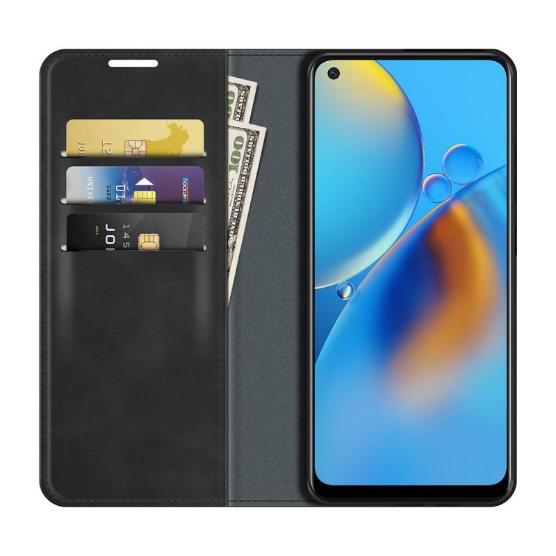 Capa De Celular Para Oppo A74 4G Flip Toque De Pele