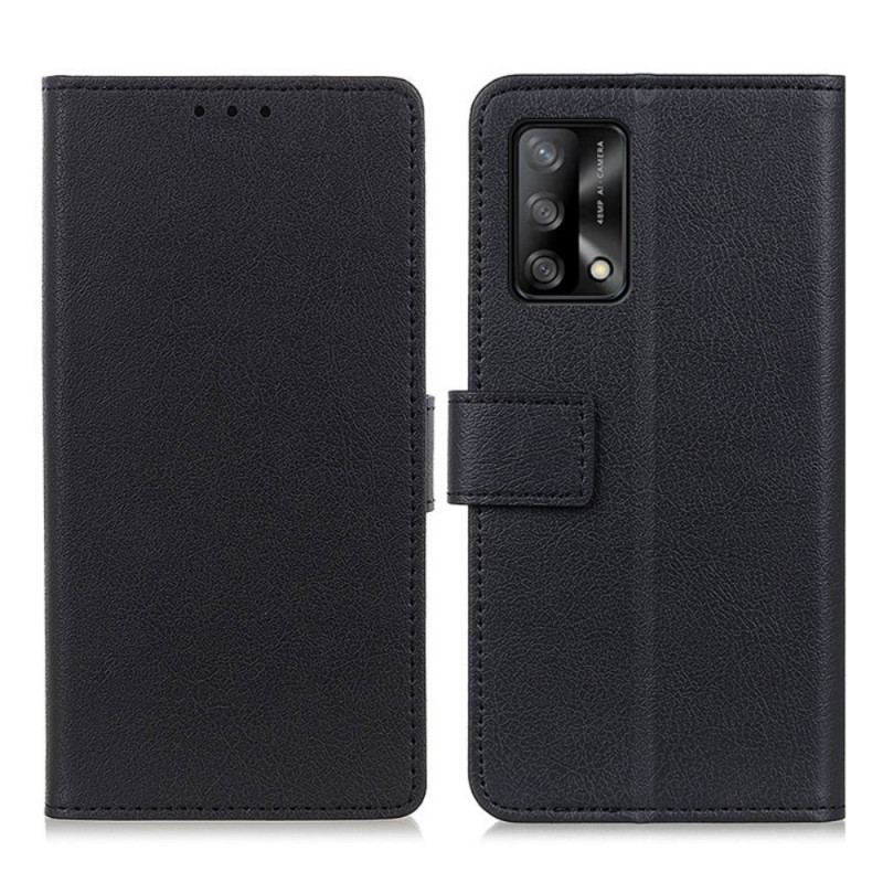 Capa De Couro Para Oppo A74 4G Efeito Couro Brilhante Simples