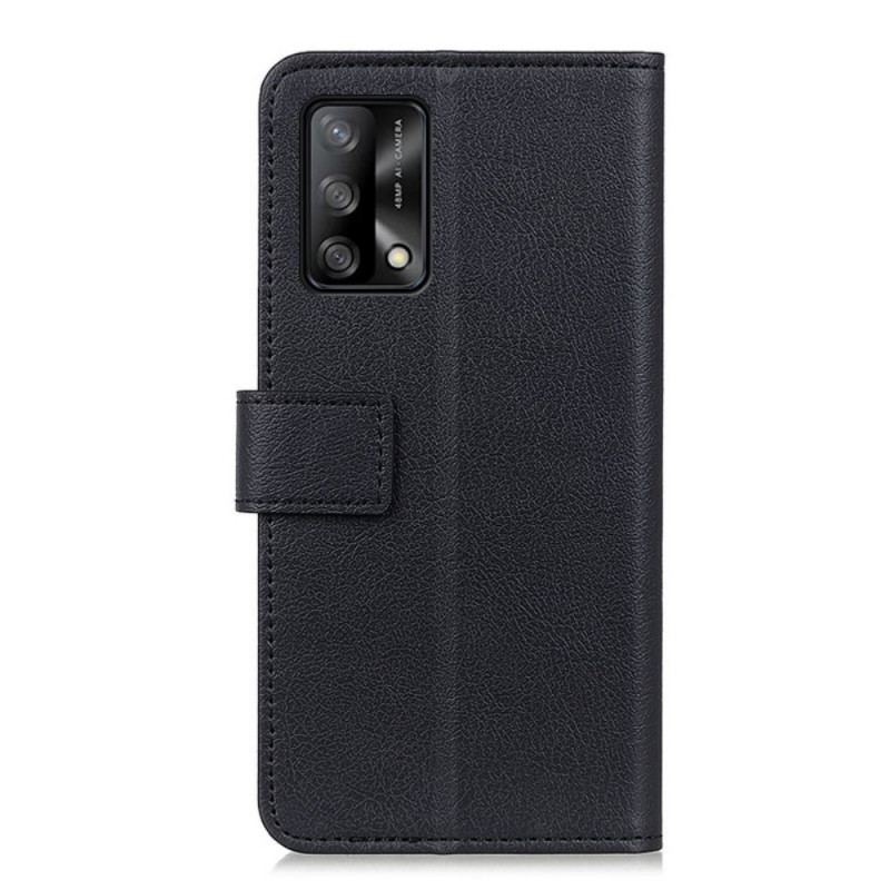 Capa De Couro Para Oppo A74 4G Efeito Couro Brilhante Simples