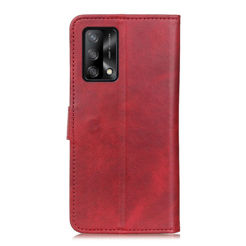 Capa De Couro Para Oppo A74 4G Efeito De Couro Retrô Fosco