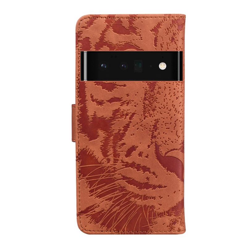 Capa De Couro Para Oppo A74 4G Estampa Cara De Tigre