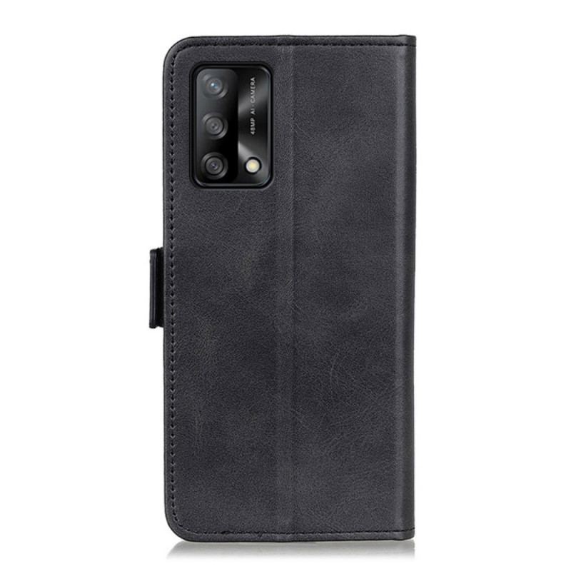 Capa De Couro Para Oppo A74 4G Flip Aba Dupla