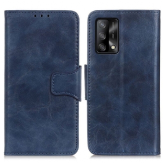 Capa Em Pele Para Oppo A74 4G Fecho Reversível De Couro Rachado