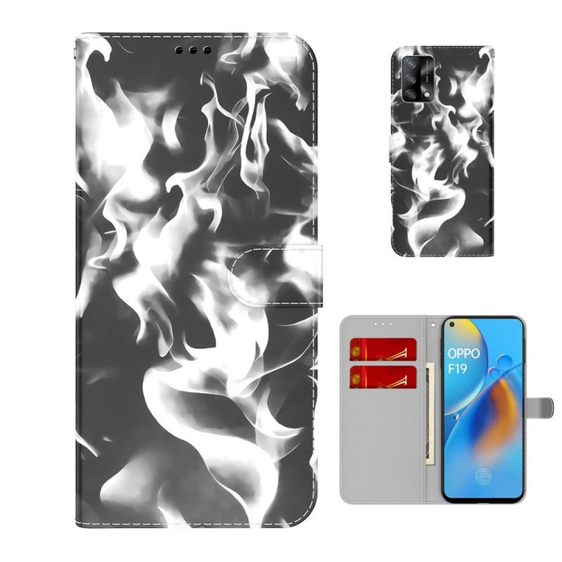 Capa Em Pele Para Oppo A74 4G Padrão Abstrato