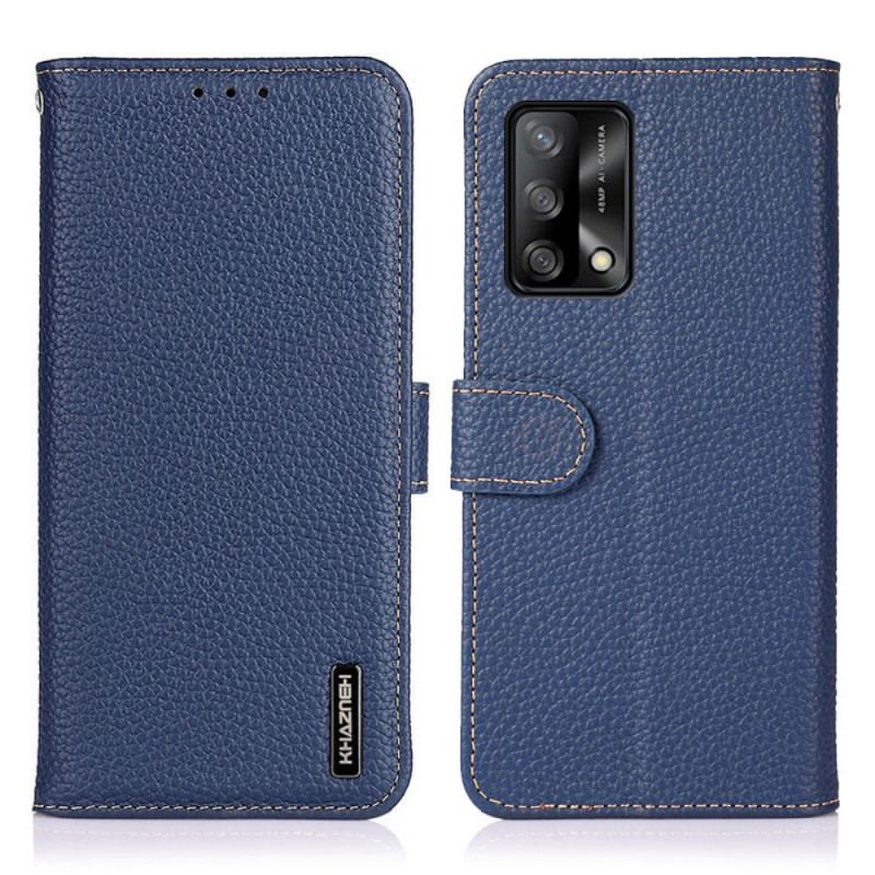 Capa Flip Para Oppo A74 4G Couro Genuíno Khazneh Litchi