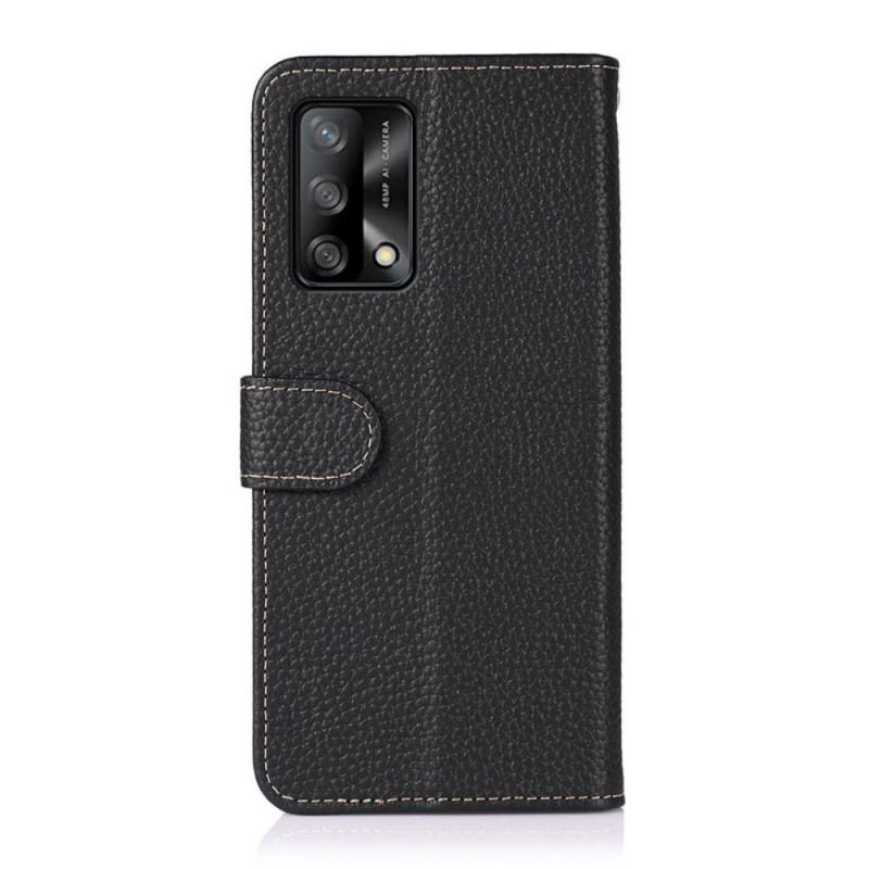 Capa Flip Para Oppo A74 4G Couro Genuíno Khazneh Litchi