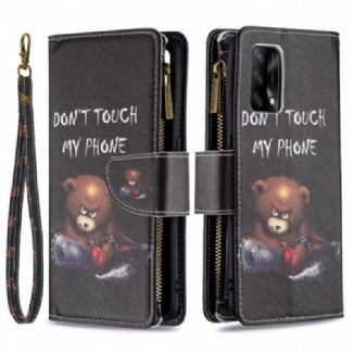 Capa Flip Para Oppo A74 4G Urso De Bolso Com Zíper