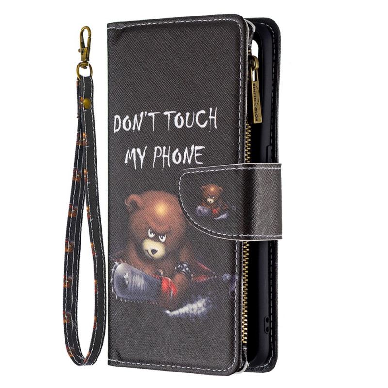 Capa Flip Para Oppo A74 4G Urso De Bolso Com Zíper