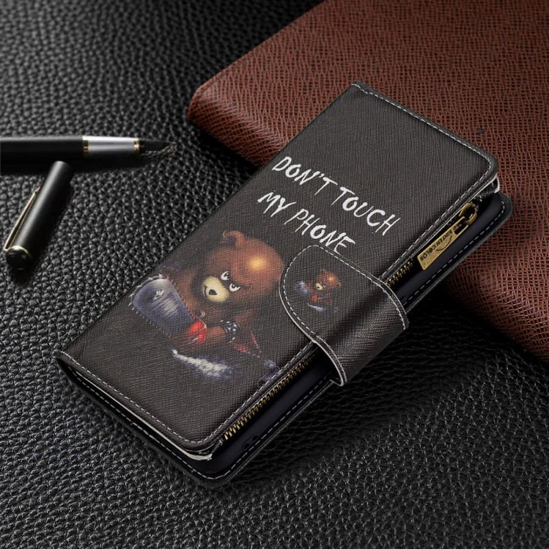 Capa Flip Para Oppo A74 4G Urso De Bolso Com Zíper