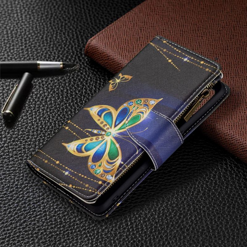 Capa Folio Para Oppo A74 4G Bolso Com Zíper De Borboletas