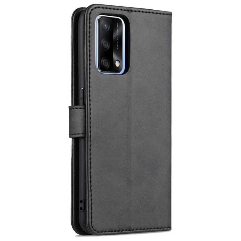 Capa Folio Para Oppo A74 4G Efeito Couro Azns