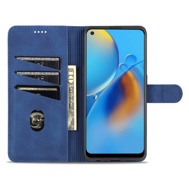 Capa Folio Para Oppo A74 4G Efeito Couro Azns