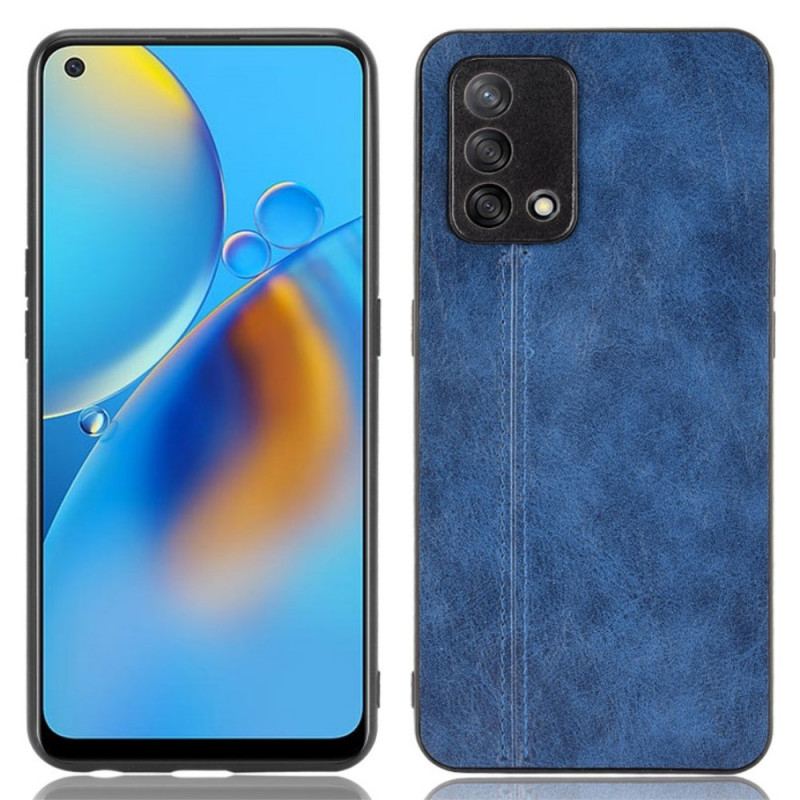 Capa Para Oppo A74 4G Costura De Couro Estilo