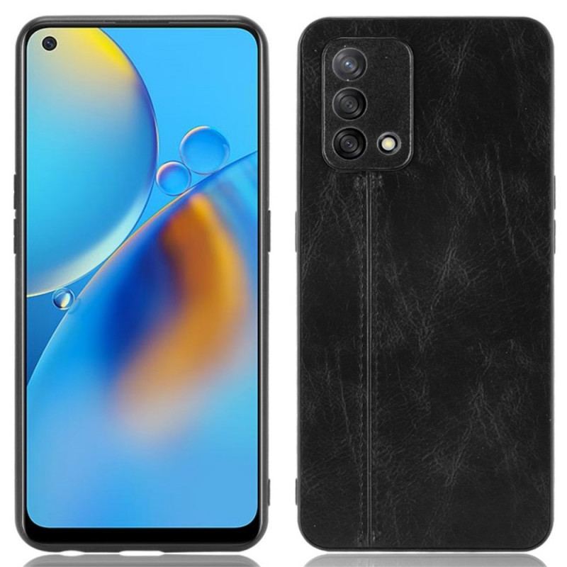 Capa Para Oppo A74 4G Costura De Couro Estilo