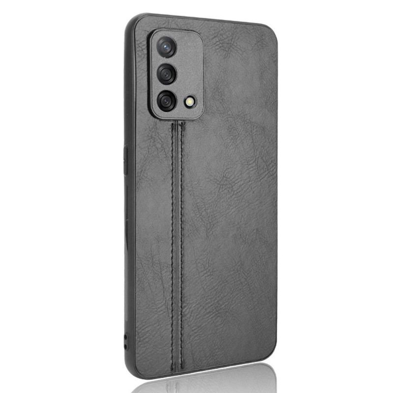 Capa Para Oppo A74 4G Costura De Couro Estilo