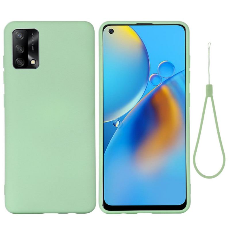 Capa Para Oppo A74 4G Silicone Líquido Com Cordão