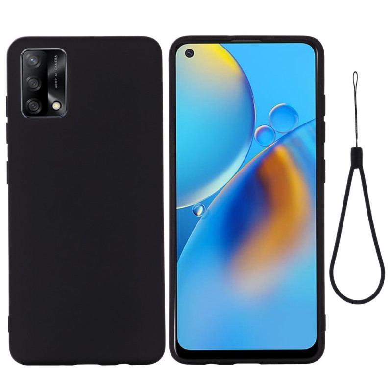 Capa Para Oppo A74 4G Silicone Líquido Com Cordão