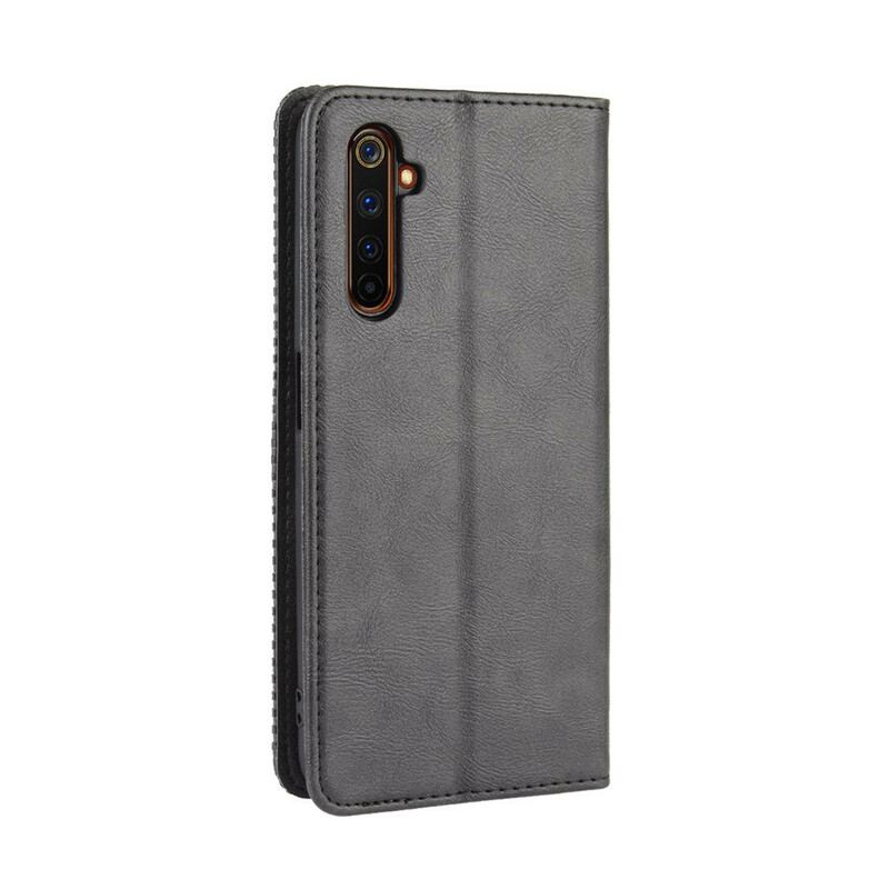 Capa De Celular Para Realme X50 Pro Flip Efeito Couro Vintage Estilizado