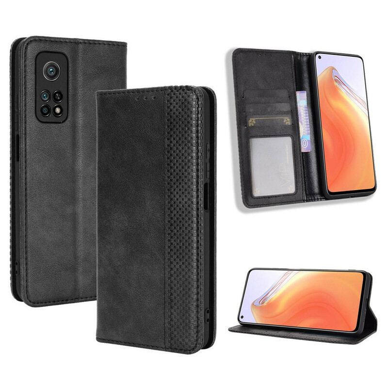 Capa De Celular Para Xiaomi Mi 10T / 10T Pro Flip Efeito Couro Vintage Estilizado