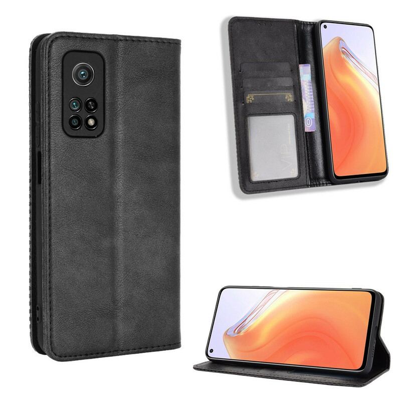 Capa De Celular Para Xiaomi Mi 10T / 10T Pro Flip Efeito Couro Vintage Estilizado