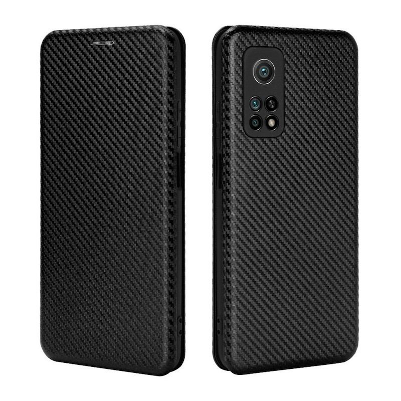 Capa De Celular Para Xiaomi Mi 10T / 10T Pro Flip Fibra De Carbono Com Anel De Suporte