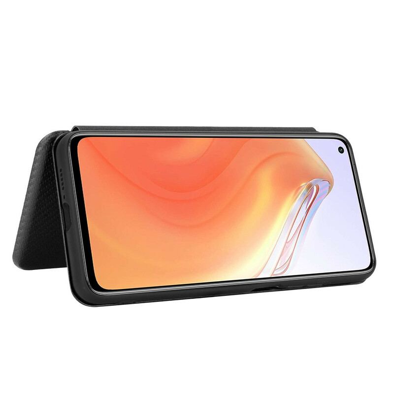 Capa De Celular Para Xiaomi Mi 10T / 10T Pro Flip Fibra De Carbono Com Anel De Suporte