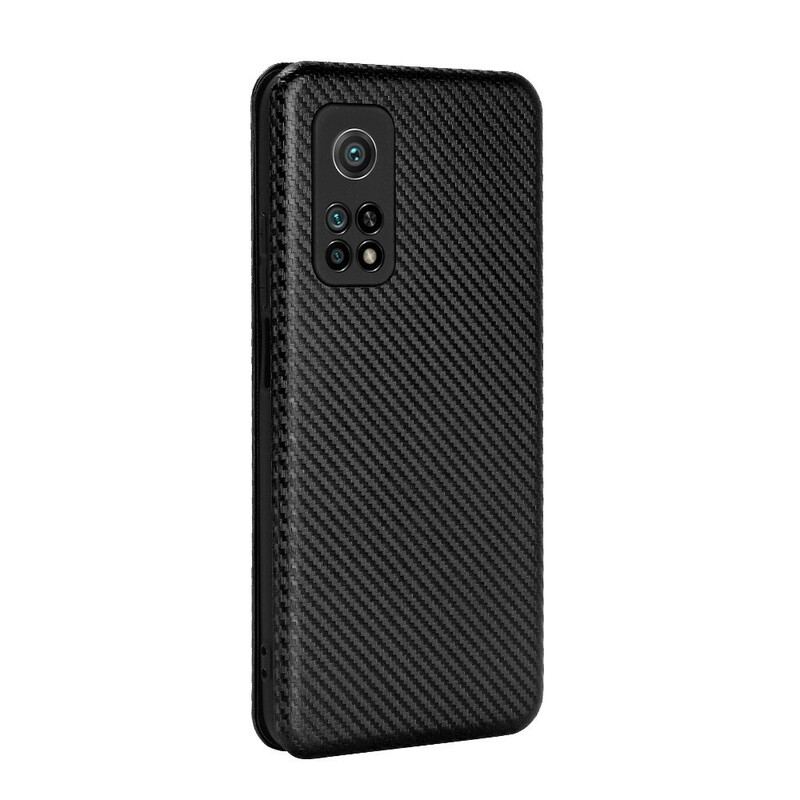 Capa De Celular Para Xiaomi Mi 10T / 10T Pro Flip Fibra De Carbono Com Anel De Suporte