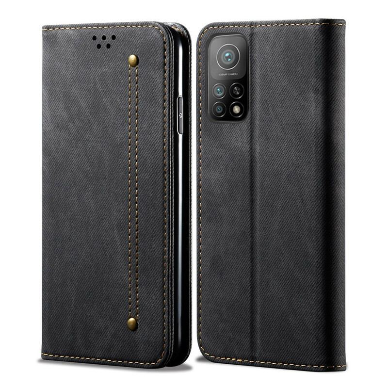 Capa De Celular Para Xiaomi Mi 10T / 10T Pro Flip Tecido Jeans