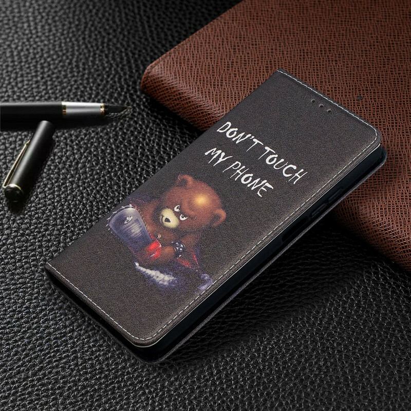 Capa De Celular Para Xiaomi Mi 10T / 10T Pro Flip Urso Perigoso