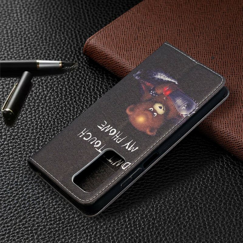 Capa De Celular Para Xiaomi Mi 10T / 10T Pro Flip Urso Perigoso