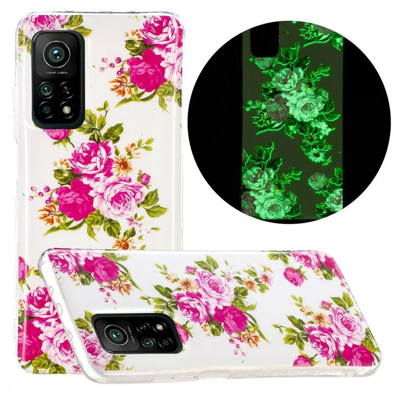 Capa De Celular Para Xiaomi Mi 10T / 10T Pro Flores Da Liberdade Fluorescentes