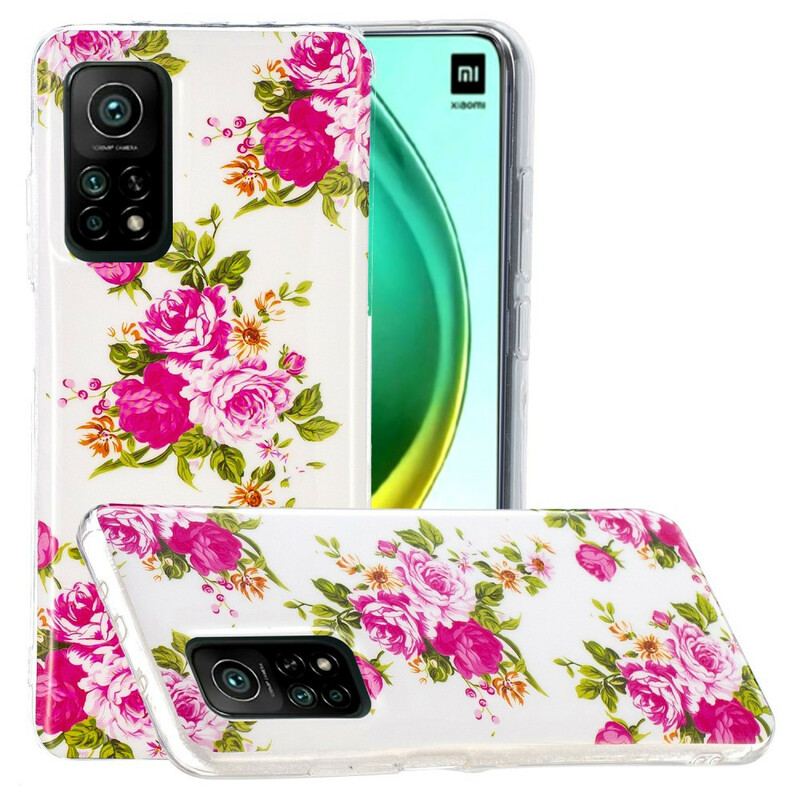 Capa De Celular Para Xiaomi Mi 10T / 10T Pro Flores Da Liberdade Fluorescentes