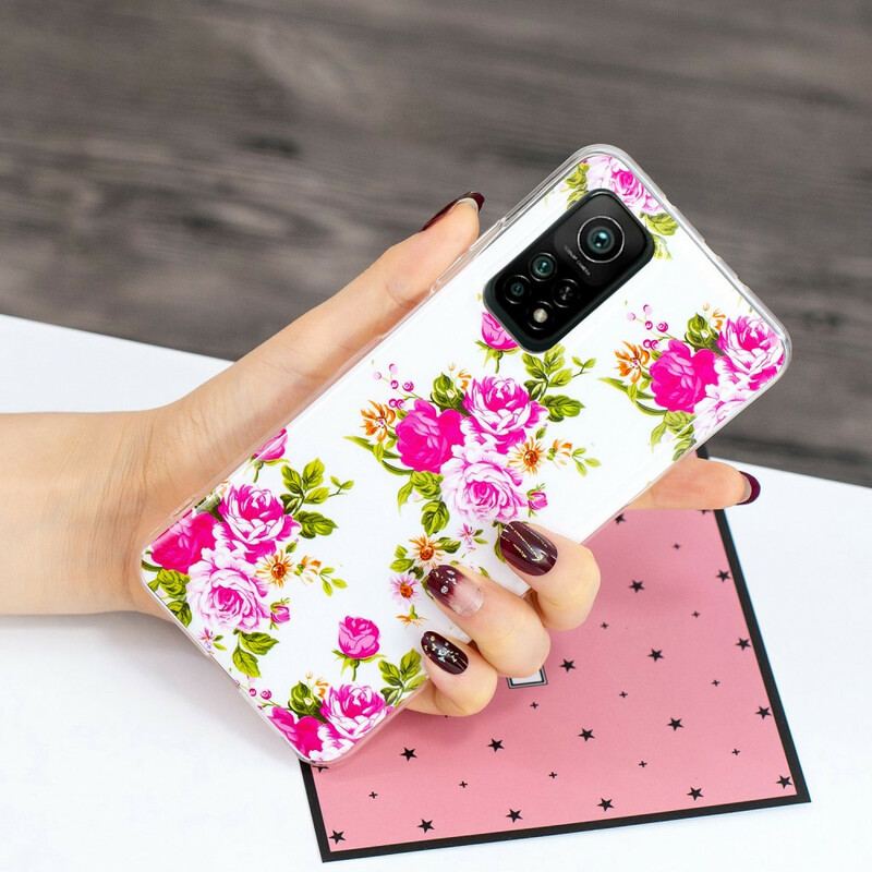 Capa De Celular Para Xiaomi Mi 10T / 10T Pro Flores Da Liberdade Fluorescentes