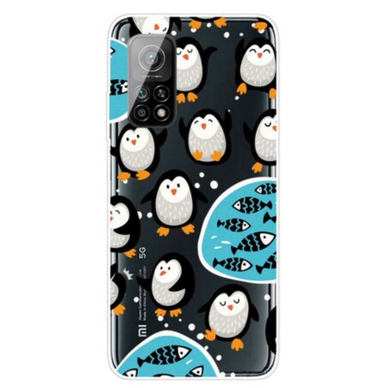 Capa De Celular Para Xiaomi Mi 10T / 10T Pro Pinguins E Peixes