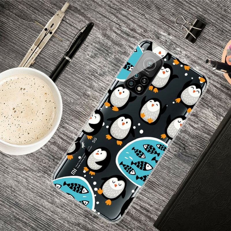 Capa De Celular Para Xiaomi Mi 10T / 10T Pro Pinguins E Peixes