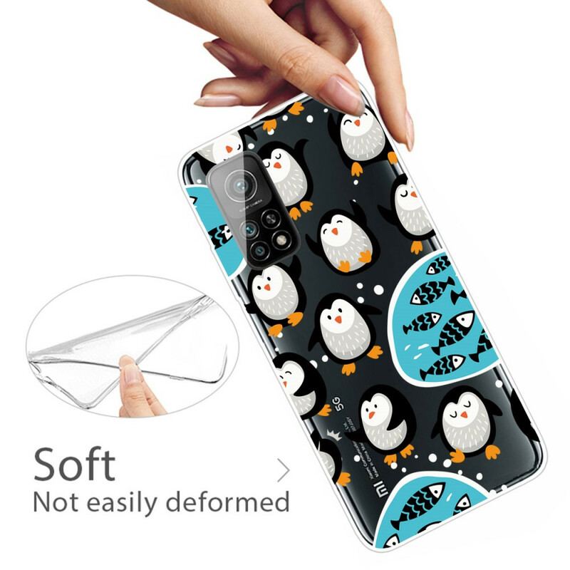 Capa De Celular Para Xiaomi Mi 10T / 10T Pro Pinguins E Peixes