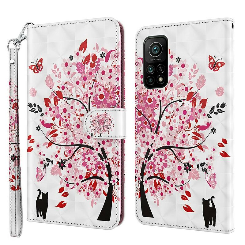 Capa De Couro Para Xiaomi Mi 10T / 10T Pro Árvore Rosa