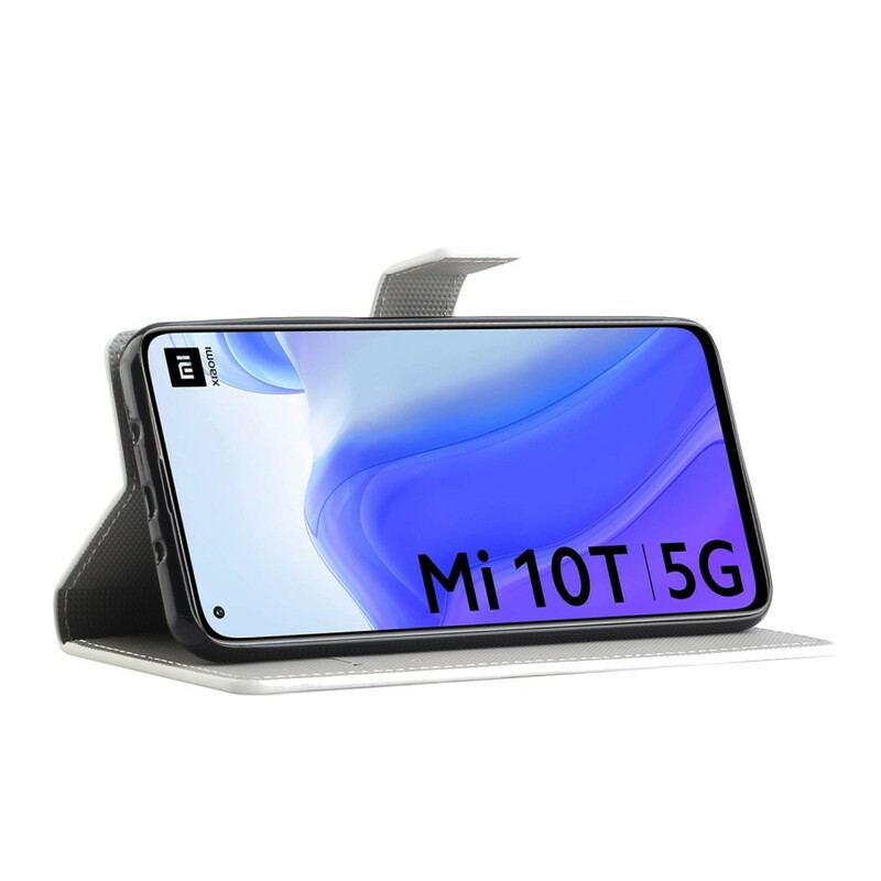 Capa De Couro Para Xiaomi Mi 10T / 10T Pro Borboleta Azul