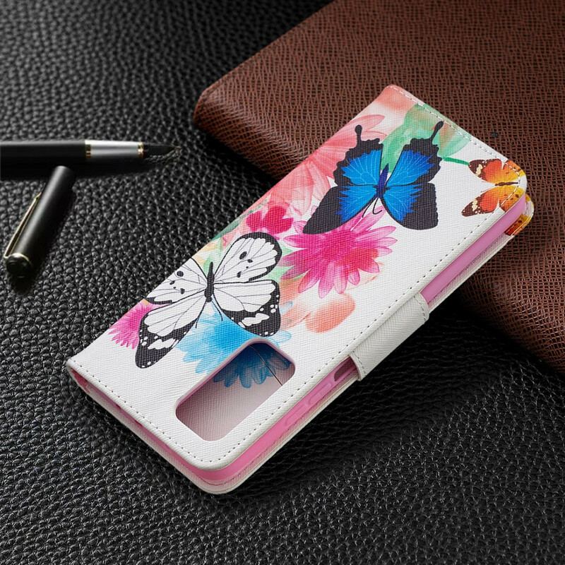 Capa De Couro Para Xiaomi Mi 10T / 10T Pro Borboletas Pintadas