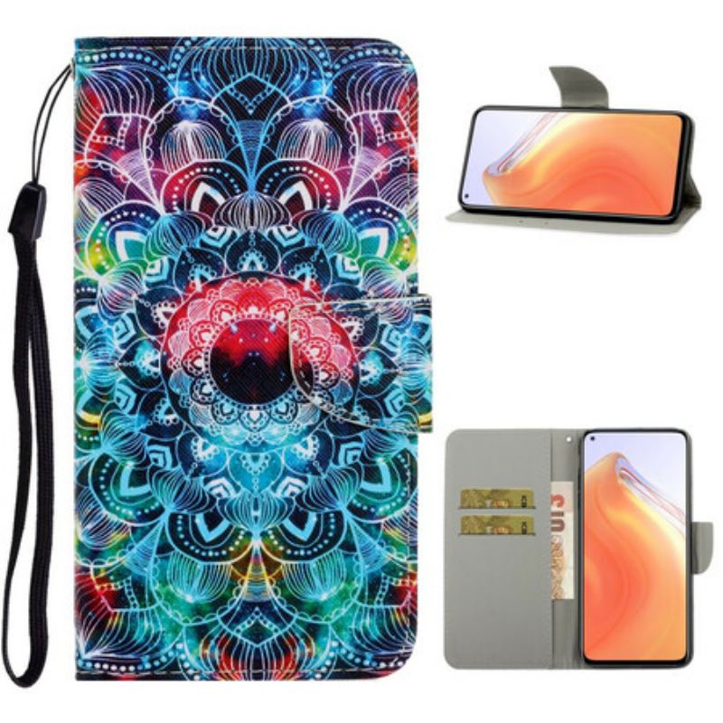 Capa De Couro Para Xiaomi Mi 10T / 10T Pro De Cordão Mandala De Tiras Chamativas