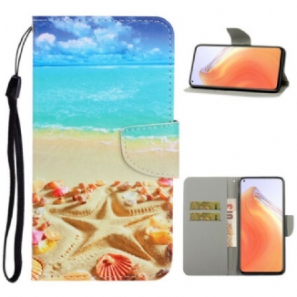 Capa De Couro Para Xiaomi Mi 10T / 10T Pro De Cordão Praia Da Corda