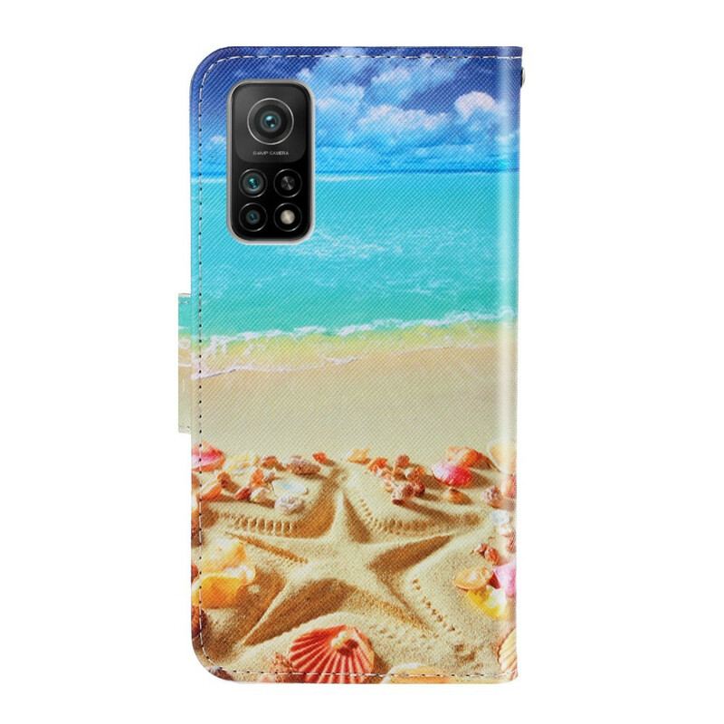 Capa De Couro Para Xiaomi Mi 10T / 10T Pro De Cordão Praia Da Corda