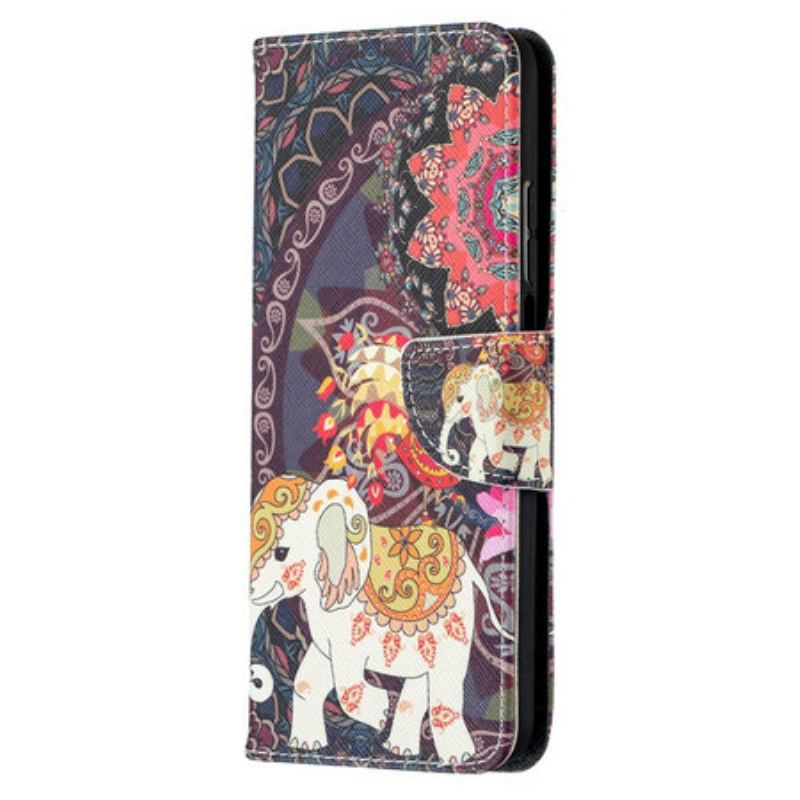 Capa De Couro Para Xiaomi Mi 10T / 10T Pro Elefantes Indianos