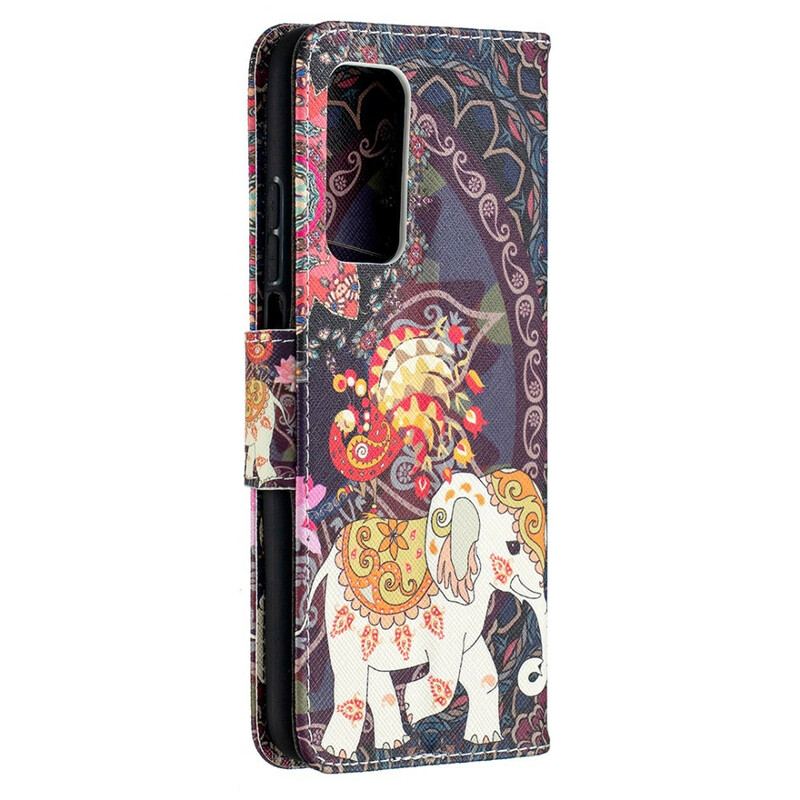 Capa De Couro Para Xiaomi Mi 10T / 10T Pro Elefantes Indianos