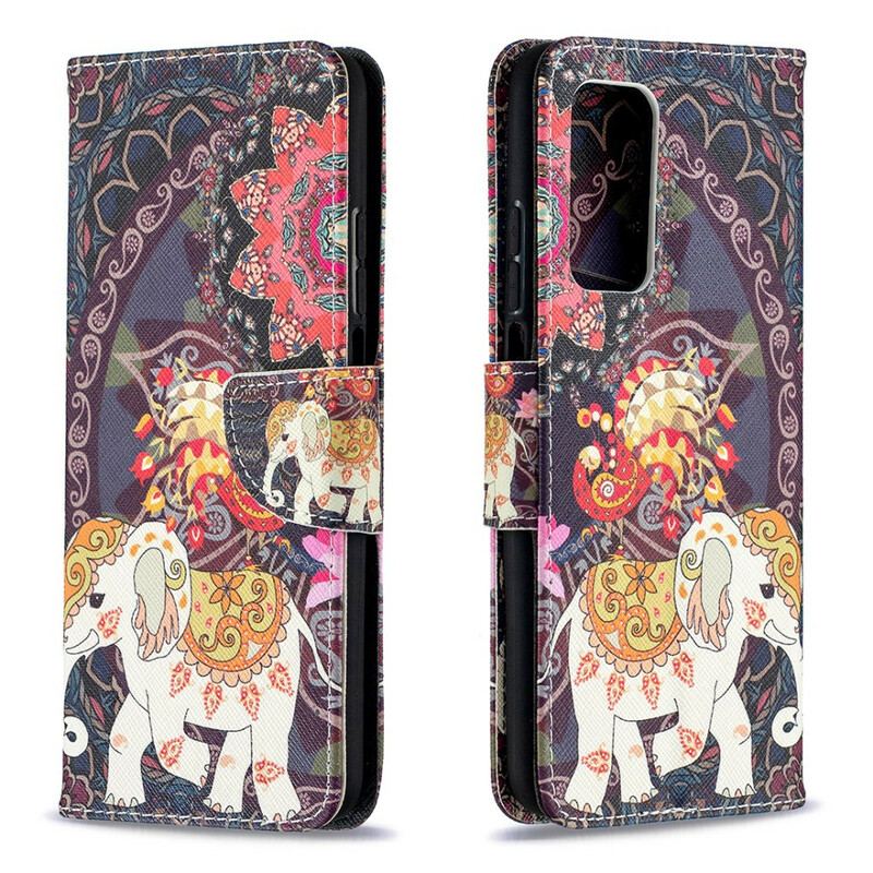 Capa De Couro Para Xiaomi Mi 10T / 10T Pro Elefantes Indianos