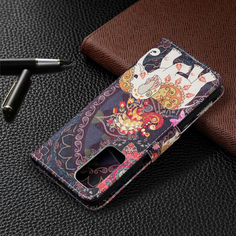 Capa De Couro Para Xiaomi Mi 10T / 10T Pro Elefantes Indianos