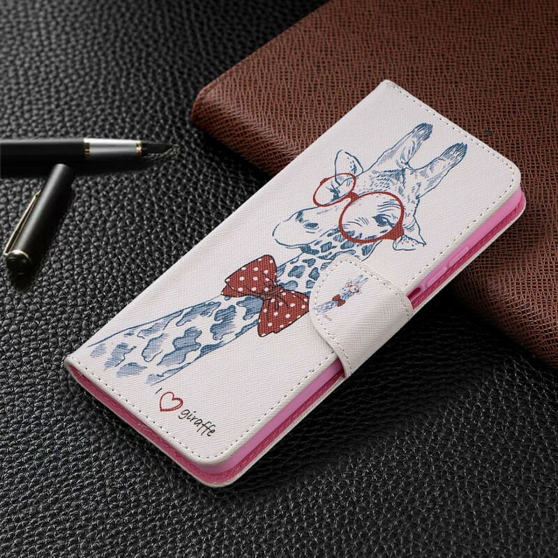 Capa De Couro Para Xiaomi Mi 10T / 10T Pro Girafa Inteligente