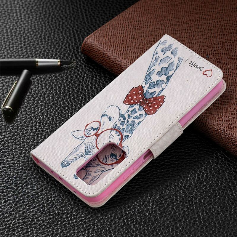 Capa De Couro Para Xiaomi Mi 10T / 10T Pro Girafa Inteligente